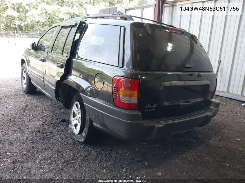 2003 Jeep Grand Cherokee Laredo VIN: 1J4GW48N53C611756 Lot: 42619070