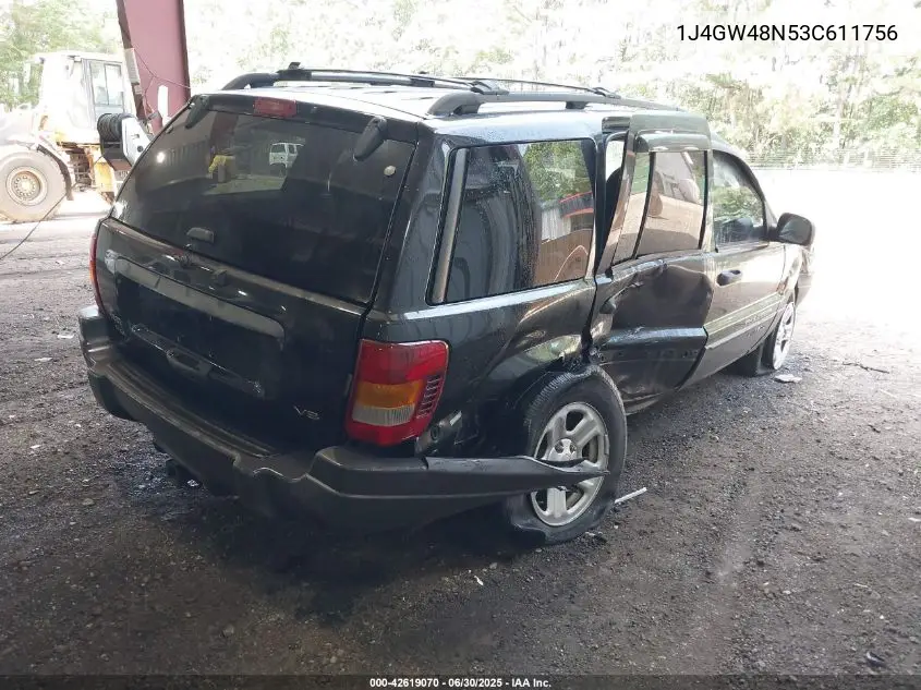 2003 Jeep Grand Cherokee Laredo VIN: 1J4GW48N53C611756 Lot: 42619070