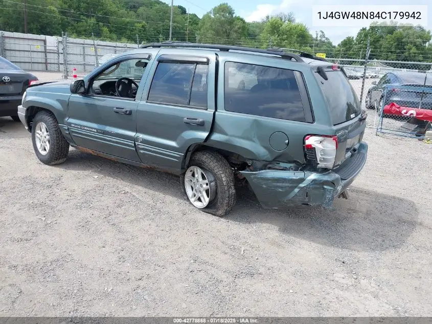 2004 Jeep Grand Cherokee Laredo VIN: 1J4GW48N84C179942 Lot: 42778868