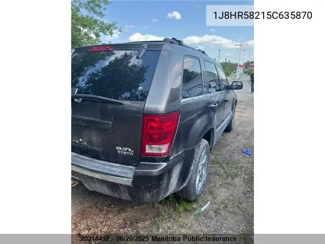 2005 Jeep Grand Cherokee Limited VIN: 1J8HR58215C635870 Lot: 20214492