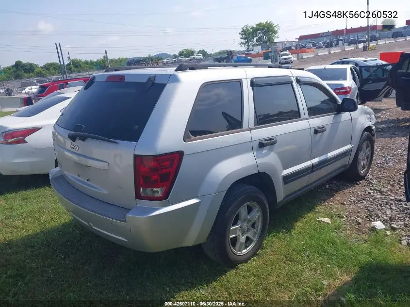 2006 Jeep Grand Cherokee Laredo VIN: 1J4GS48K56C260532 Lot: 42607110