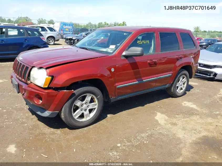 2007 Jeep Grand Cherokee Laredo VIN: 1J8HR48P37C701649 Lot: 42646371