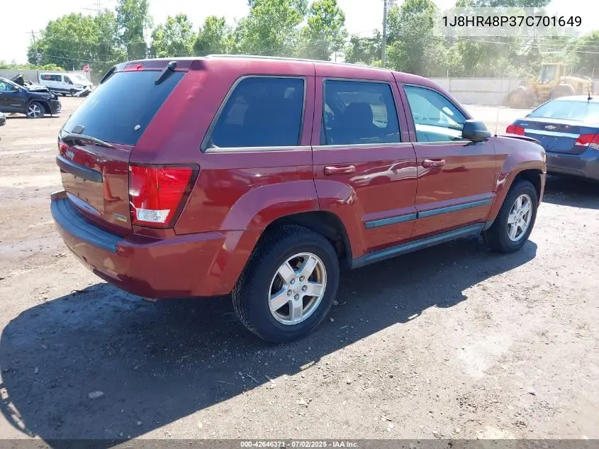 2007 Jeep Grand Cherokee Laredo VIN: 1J8HR48P37C701649 Lot: 42646371