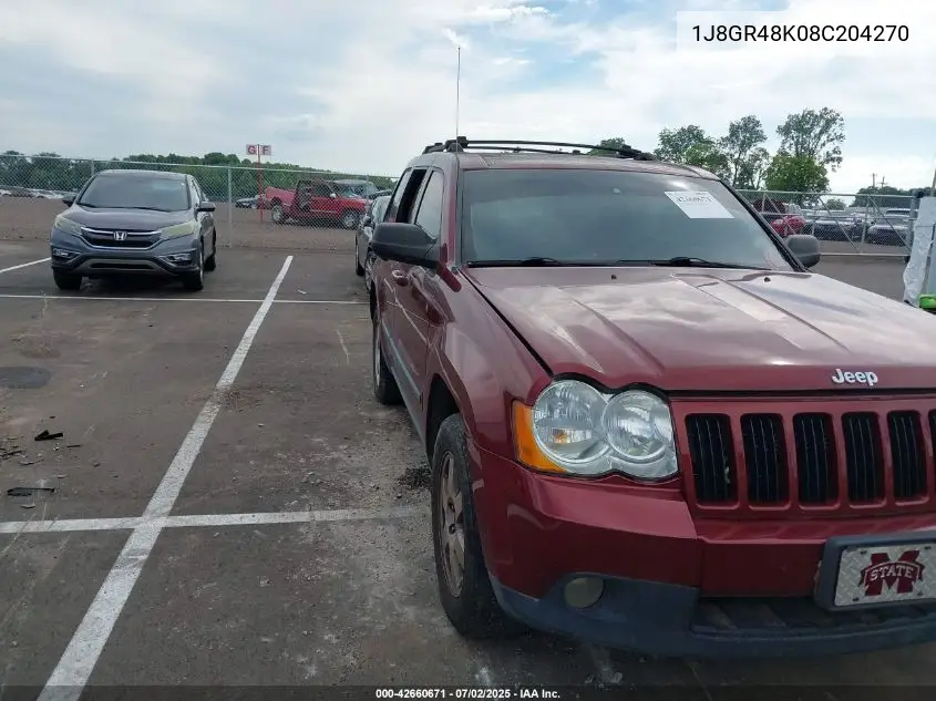 2008 Jeep Grand Cherokee Laredo VIN: 1J8GR48K08C204270 Lot: 42660671