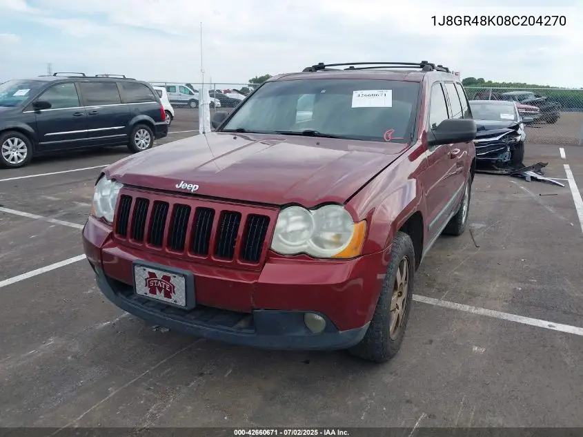 2008 Jeep Grand Cherokee Laredo VIN: 1J8GR48K08C204270 Lot: 42660671
