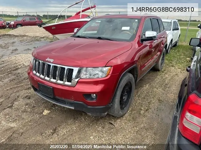2011 Jeep Grand Cherokee Overland VIN: 1J4RR6GG8BC698310 Lot: 20203220