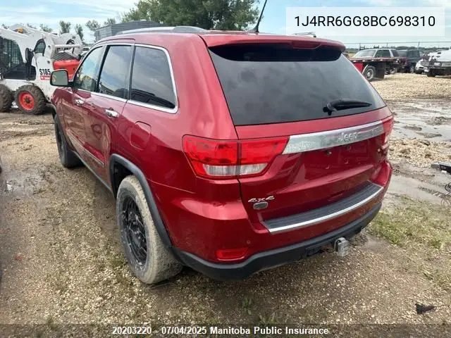 2011 Jeep Grand Cherokee Overland VIN: 1J4RR6GG8BC698310 Lot: 20203220