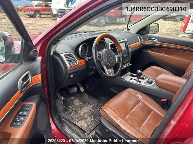 2011 Jeep Grand Cherokee Overland VIN: 1J4RR6GG8BC698310 Lot: 20203220