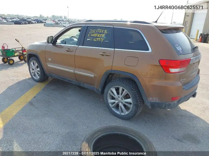 2011 Jeep Grand Cherokee Laredo VIN: 1J4RR4GG6BC625571 Lot: 20217228