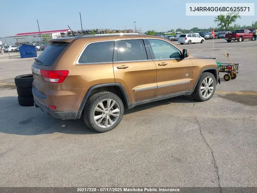 2011 Jeep Grand Cherokee Laredo VIN: 1J4RR4GG6BC625571 Lot: 20217228