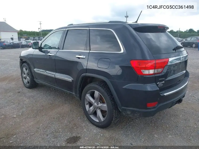 2012 Jeep Grand Cherokee Overland VIN: 1C4RJFCG5CC361498 Lot: 42760120