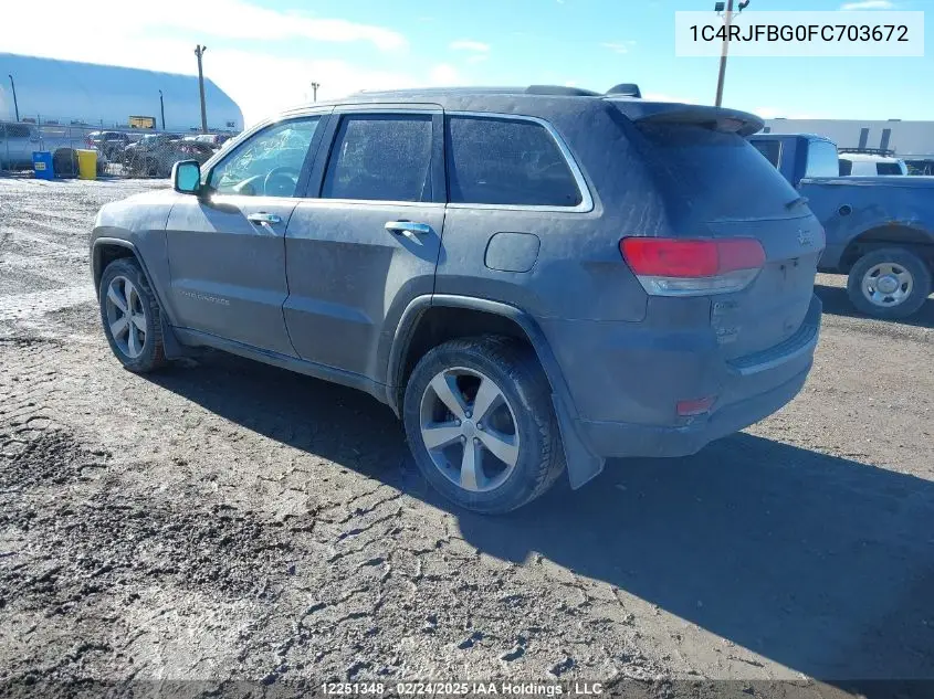 2015 Jeep Grand Cherokee Limited VIN: 1C4RJFBG0FC703672 Lot: 12251348