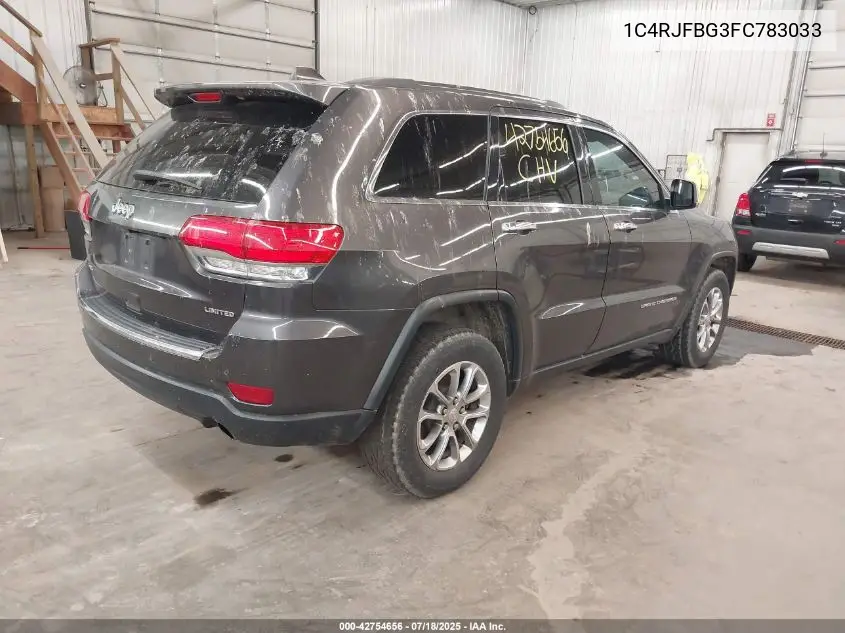 2015 Jeep Grand Cherokee Limited VIN: 1C4RJFBG3FC783033 Lot: 42754656