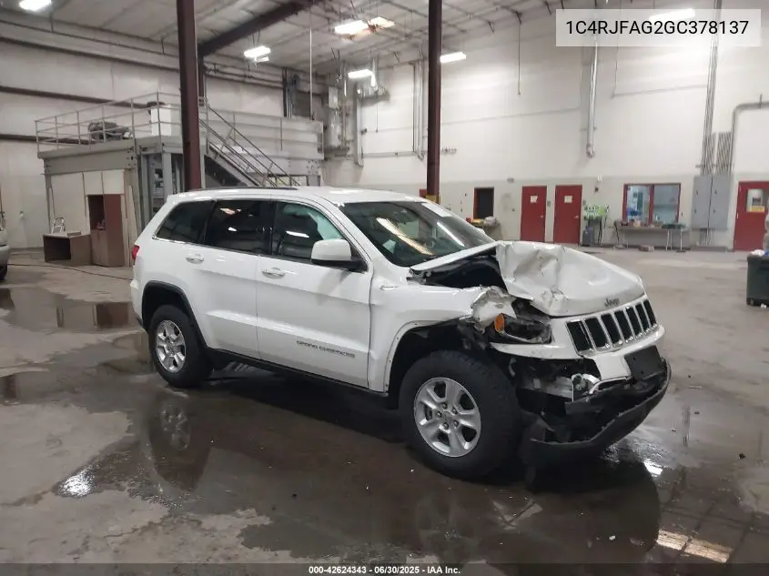 2016 Jeep Grand Cherokee Laredo VIN: 1C4RJFAG2GC378137 Lot: 42624343