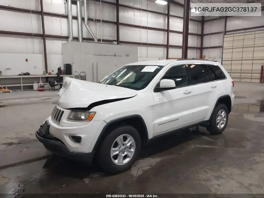 2016 Jeep Grand Cherokee Laredo VIN: 1C4RJFAG2GC378137 Lot: 42624343