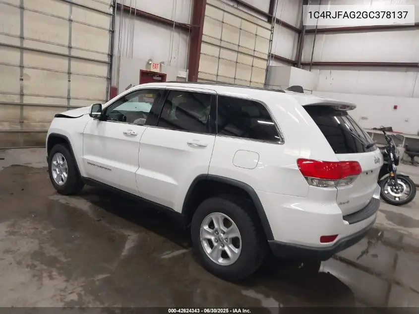 2016 Jeep Grand Cherokee Laredo VIN: 1C4RJFAG2GC378137 Lot: 42624343