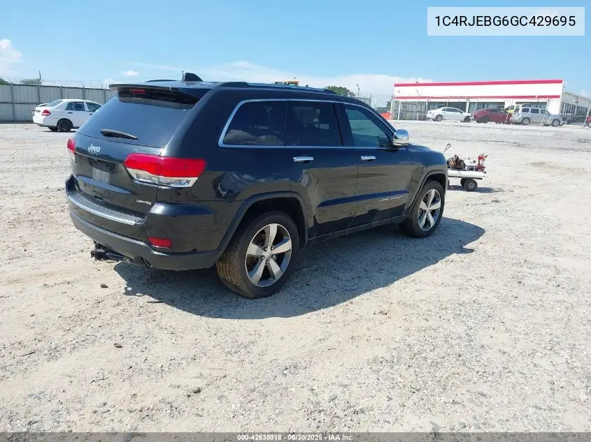2016 Jeep Grand Cherokee Limited VIN: 1C4RJEBG6GC429695 Lot: 42635918