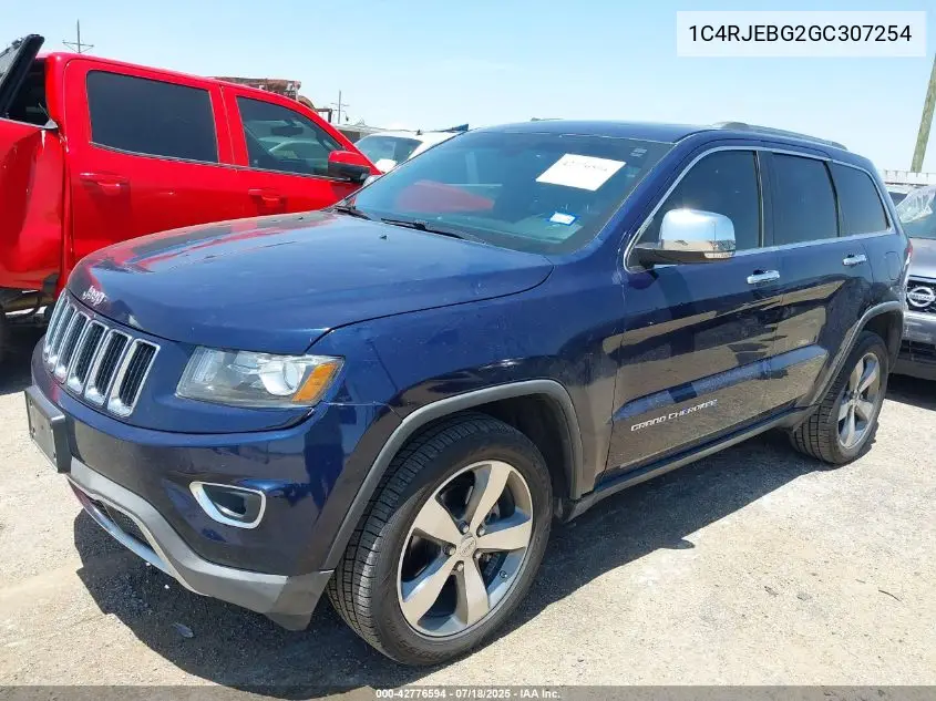 2016 Jeep Grand Cherokee Limited VIN: 1C4RJEBG2GC307254 Lot: 42776594