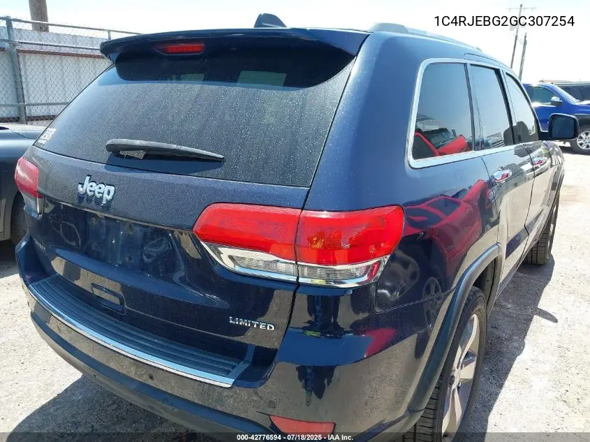 2016 Jeep Grand Cherokee Limited VIN: 1C4RJEBG2GC307254 Lot: 42776594