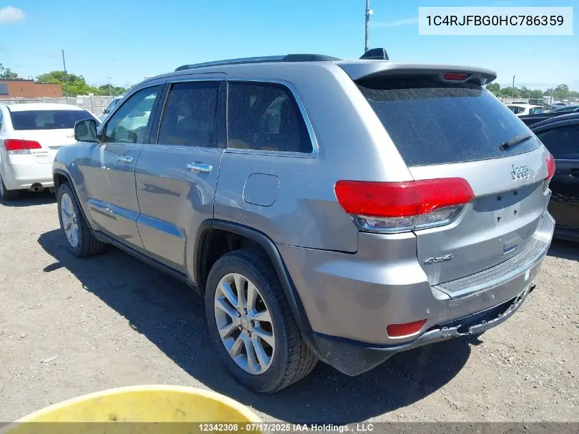 2017 Jeep Grand Cherokee Limited VIN: 1C4RJFBG0HC786359 Lot: 12342308