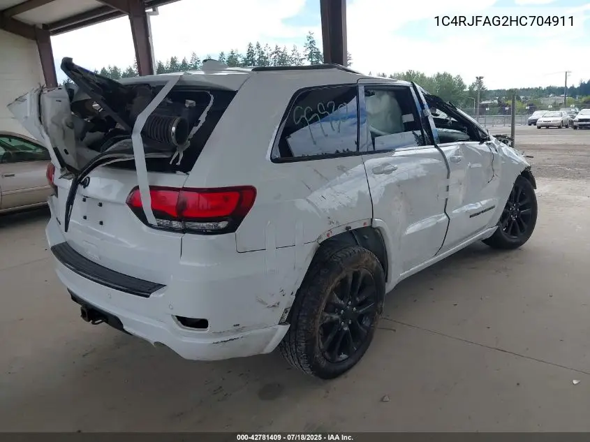 2017 Jeep Grand Cherokee Altitude 4X4 VIN: 1C4RJFAG2HC704911 Lot: 42781409