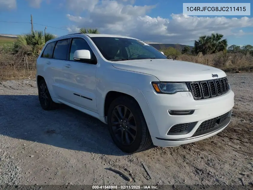 2018 Jeep Grand Cherokee High Altitude 4X4 VIN: 1C4RJFCG8JC211415 Lot: 41548905