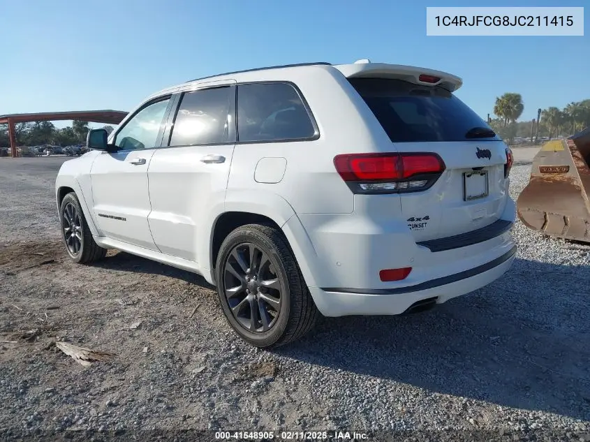 2018 Jeep Grand Cherokee High Altitude 4X4 VIN: 1C4RJFCG8JC211415 Lot: 41548905