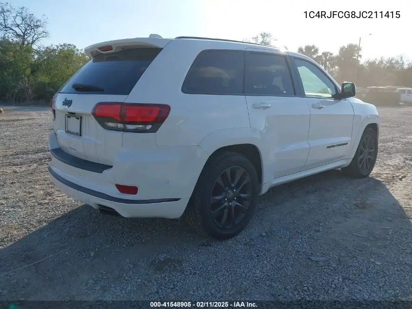 2018 Jeep Grand Cherokee High Altitude 4X4 VIN: 1C4RJFCG8JC211415 Lot: 41548905
