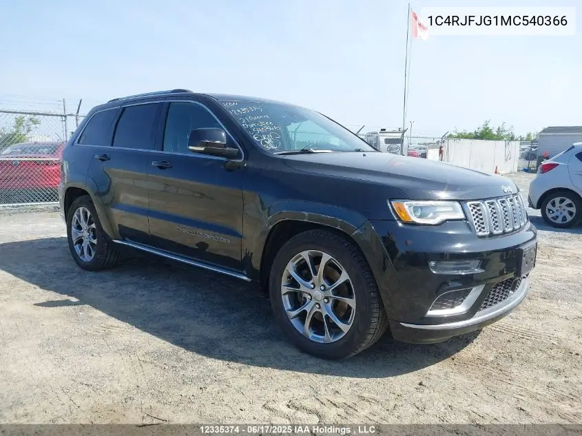 2021 Jeep Grand Cherokee Summit VIN: 1C4RJFJG1MC540366 Lot: 12335374
