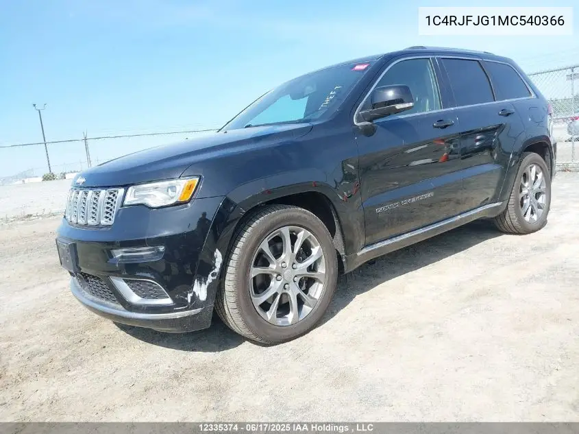 2021 Jeep Grand Cherokee Summit VIN: 1C4RJFJG1MC540366 Lot: 12335374