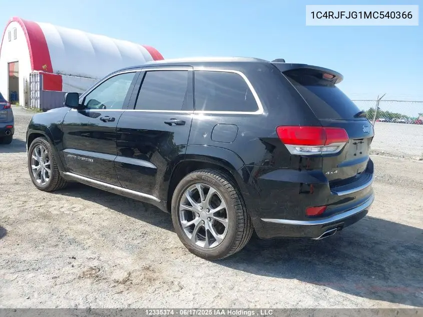2021 Jeep Grand Cherokee Summit VIN: 1C4RJFJG1MC540366 Lot: 12335374
