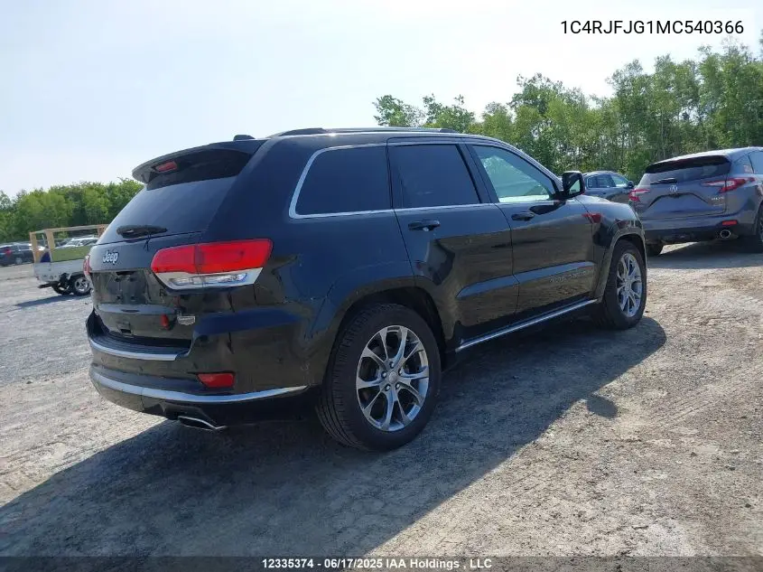 2021 Jeep Grand Cherokee Summit VIN: 1C4RJFJG1MC540366 Lot: 12335374
