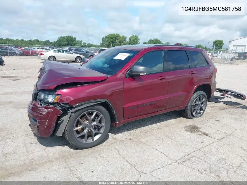 2021 Jeep Grand Cherokee 80Th Anniversary 4X4 VIN: 1C4RJFBG5MC581758 Lot: 42798447
