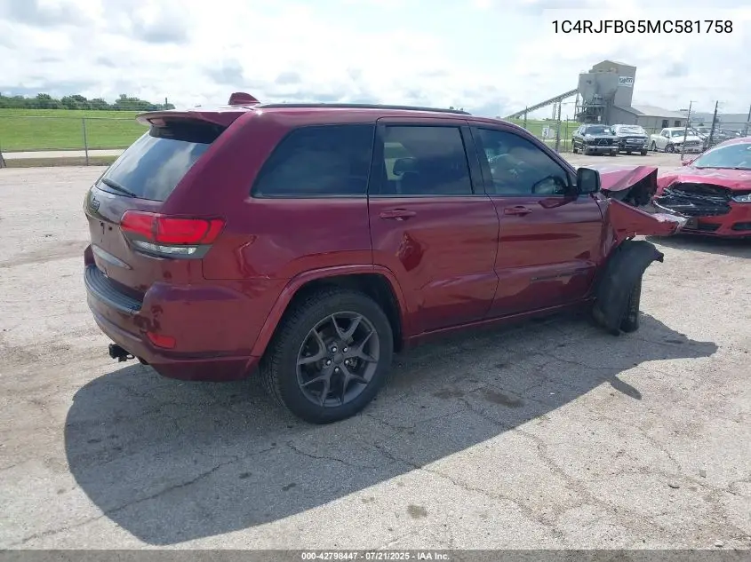 2021 Jeep Grand Cherokee 80Th Anniversary 4X4 VIN: 1C4RJFBG5MC581758 Lot: 42798447