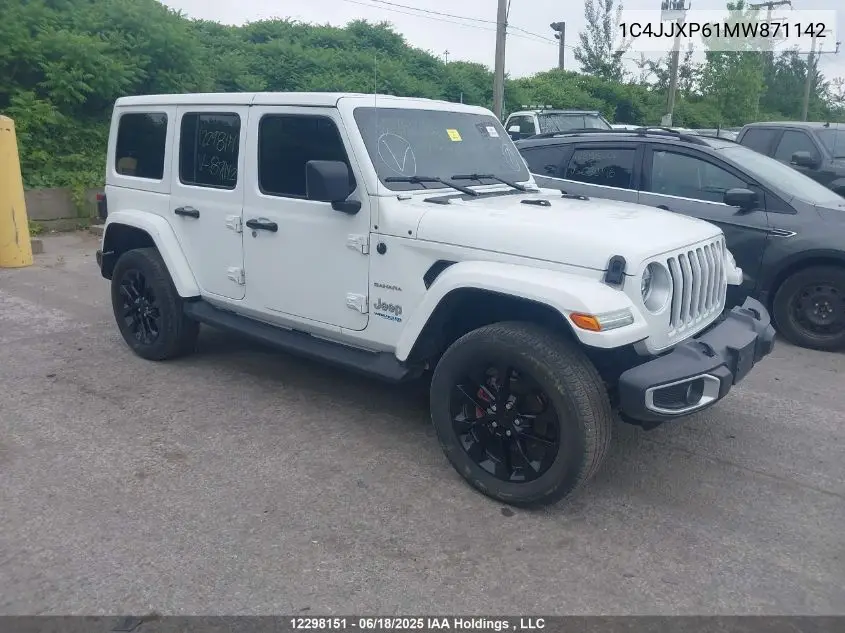 2021 Jeep Wrangler 4Xe Unlimited Sahara VIN: 1C4JJXP61MW871142 Lot: 12298151