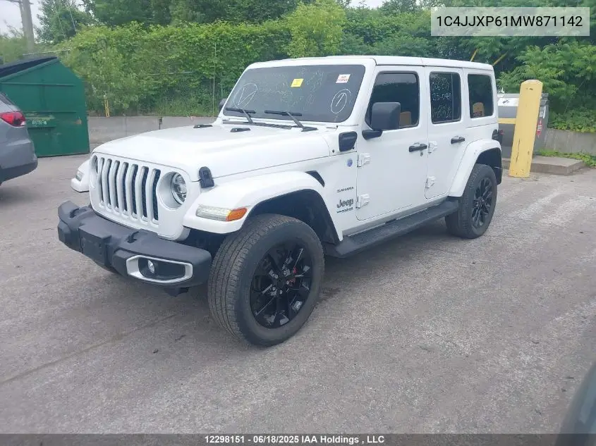 2021 Jeep Wrangler 4Xe Unlimited Sahara VIN: 1C4JJXP61MW871142 Lot: 12298151