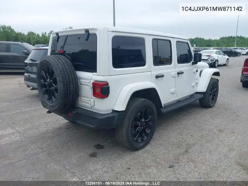 2021 Jeep Wrangler 4Xe Unlimited Sahara VIN: 1C4JJXP61MW871142 Lot: 12298151