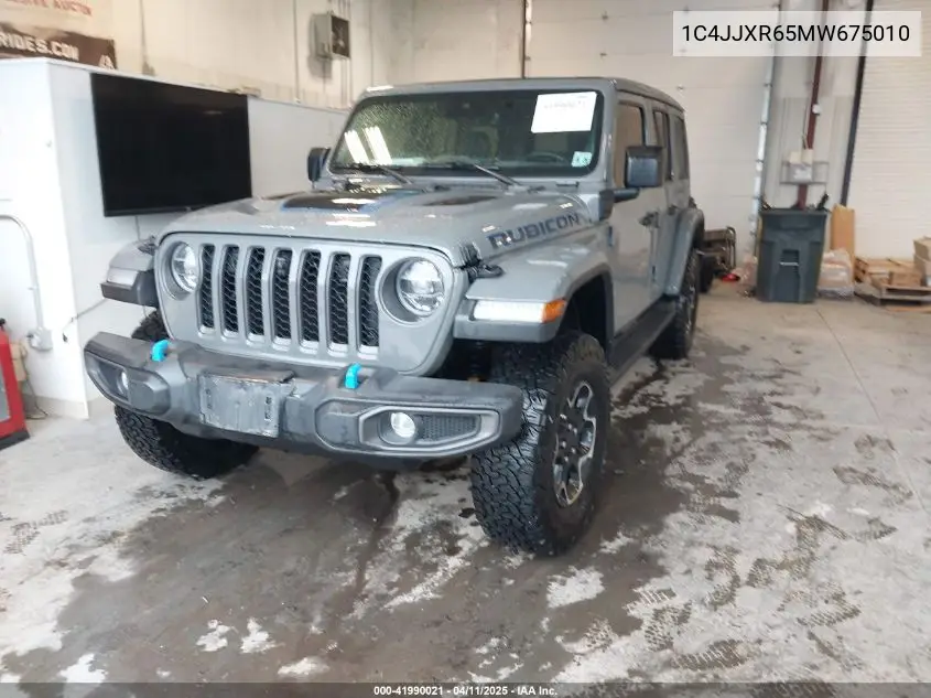 2021 Jeep Wrangler 4Xe Unlimited Rubicon 4X4 VIN: 1C4JJXR65MW675010 Lot: 41990021