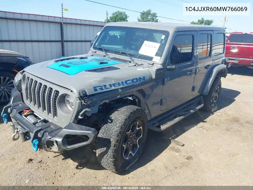 2021 Jeep Wrangler 4Xe Unlimited Rubicon 4X4 VIN: 1C4JJXR60MW766069 Lot: 42242146