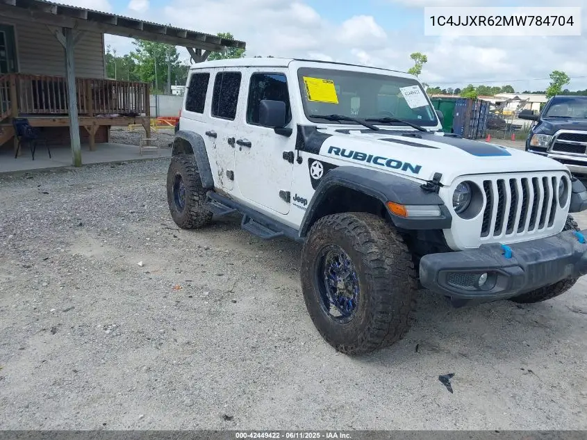 2021 Jeep Wrangler 4Xe Unlimited Rubicon 4X4 VIN: 1C4JJXR62MW784704 Lot: 42449422