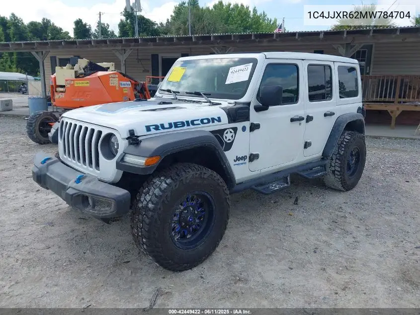 2021 Jeep Wrangler 4Xe Unlimited Rubicon 4X4 VIN: 1C4JJXR62MW784704 Lot: 42449422