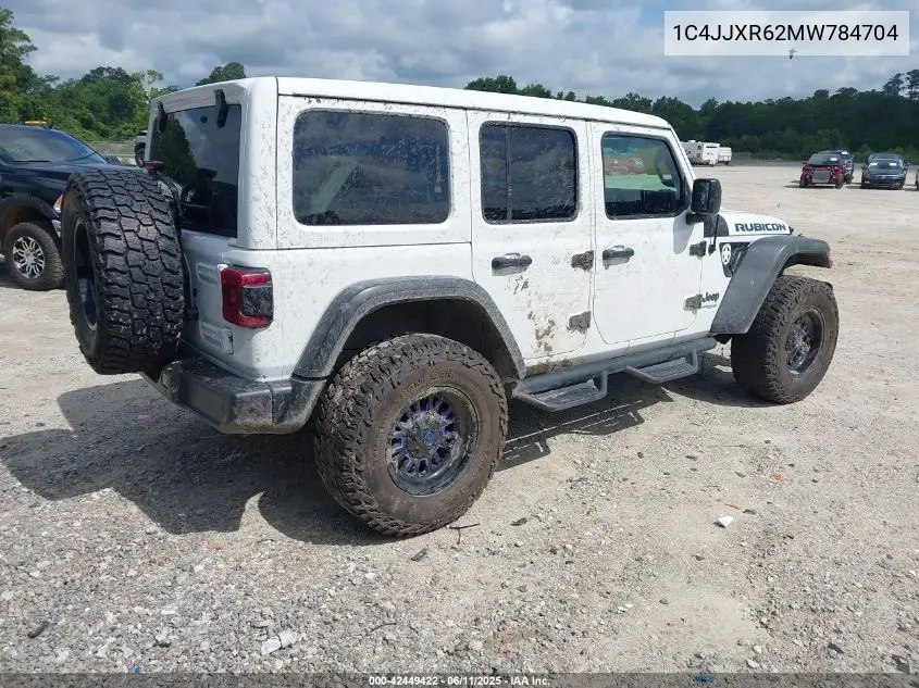 2021 Jeep Wrangler 4Xe Unlimited Rubicon 4X4 VIN: 1C4JJXR62MW784704 Lot: 42449422