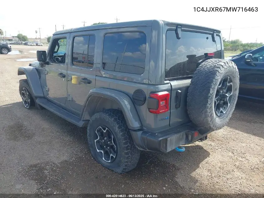 2021 Jeep Wrangler 4Xe Unlimited Rubicon 4X4 VIN: 1C4JJXR67MW716463 Lot: 42514623