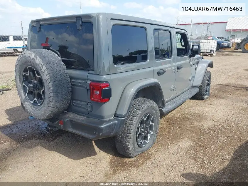 2021 Jeep Wrangler 4Xe Unlimited Rubicon 4X4 VIN: 1C4JJXR67MW716463 Lot: 42514623