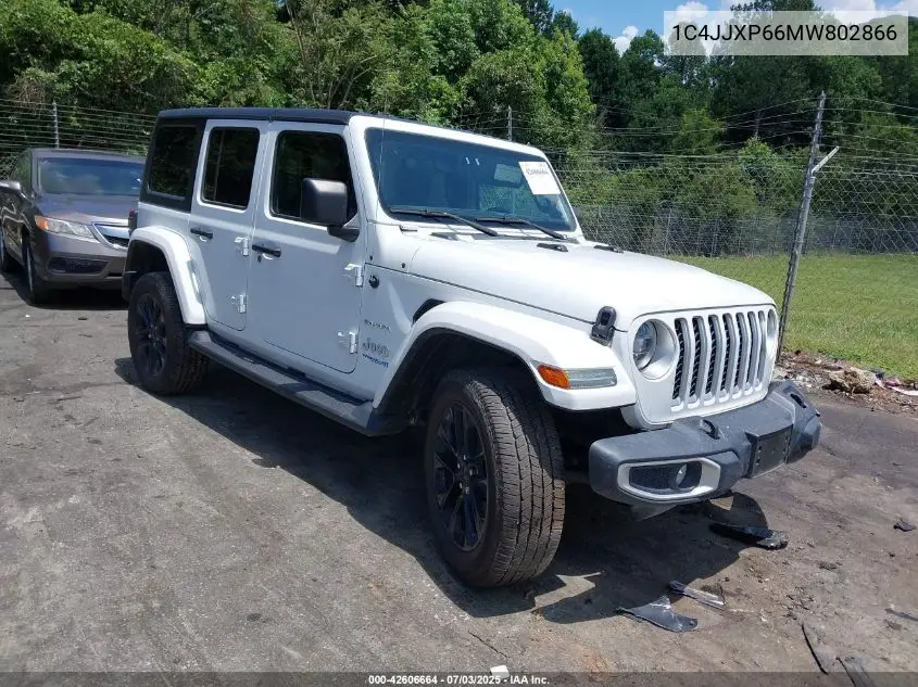 2021 Jeep Wrangler 4Xe Unlimited Sahara 4X4 VIN: 1C4JJXP66MW802866 Lot: 42606664
