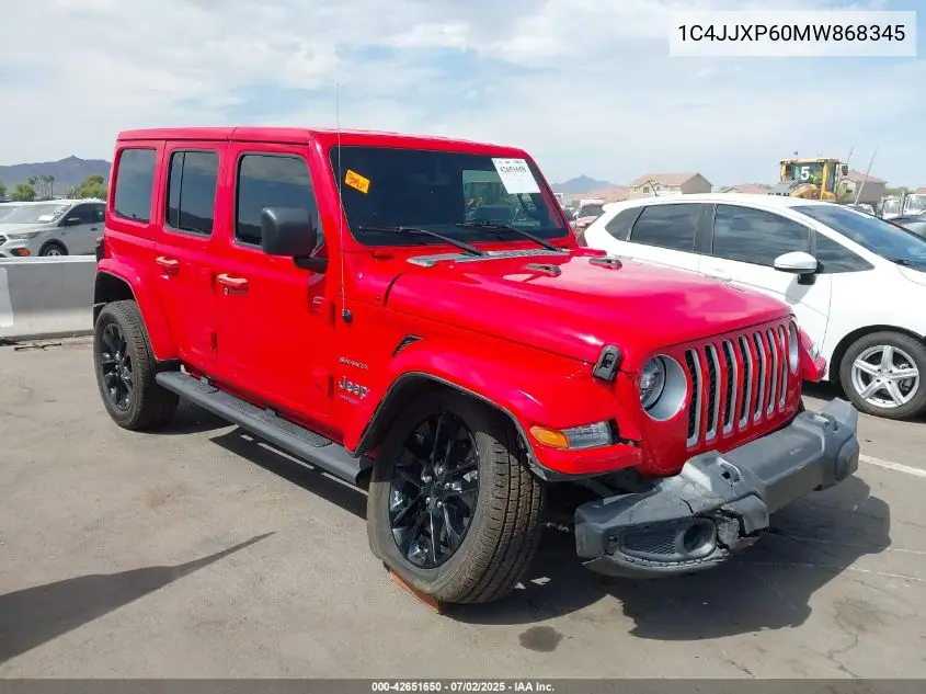 2021 Jeep Wrangler 4Xe Unlimited Sahara 4X4 VIN: 1C4JJXP60MW868345 Lot: 42651650