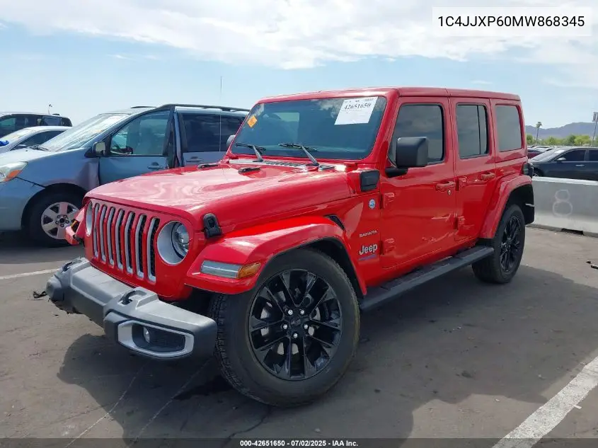2021 Jeep Wrangler 4Xe Unlimited Sahara 4X4 VIN: 1C4JJXP60MW868345 Lot: 42651650
