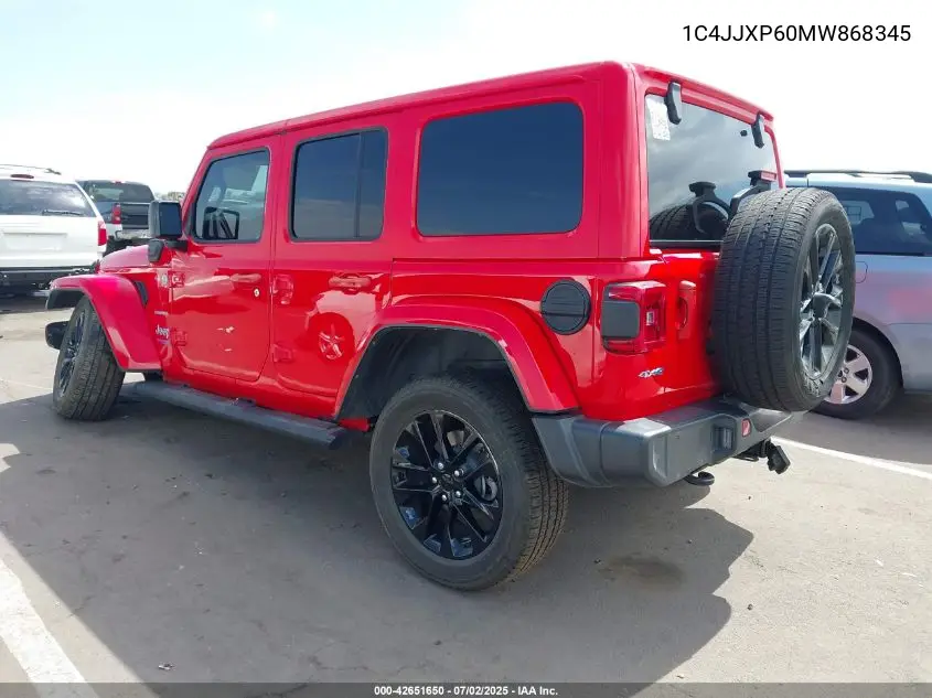2021 Jeep Wrangler 4Xe Unlimited Sahara 4X4 VIN: 1C4JJXP60MW868345 Lot: 42651650