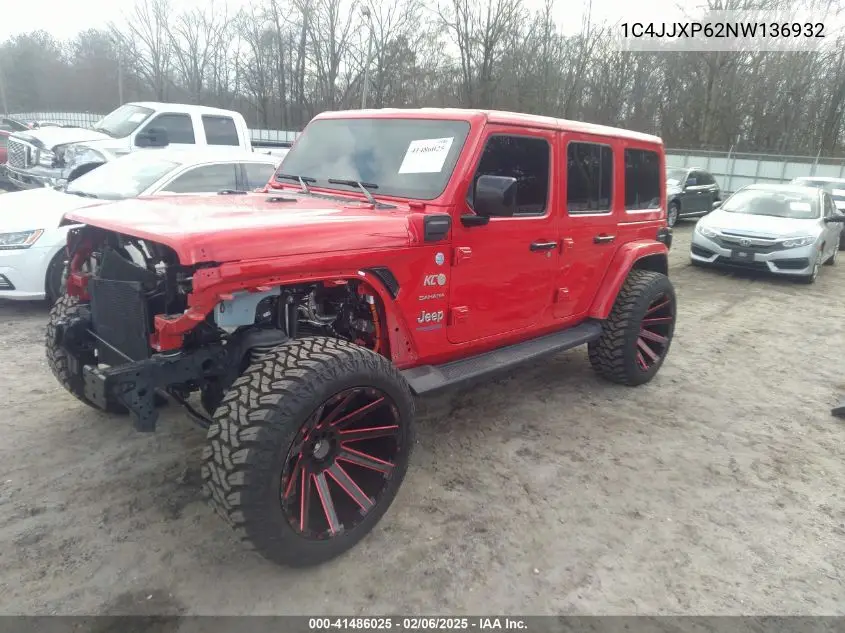2022 Jeep Wrangler 4Xe Unlimited Sahara 4X4 VIN: 1C4JJXP62NW136932 Lot: 41486025