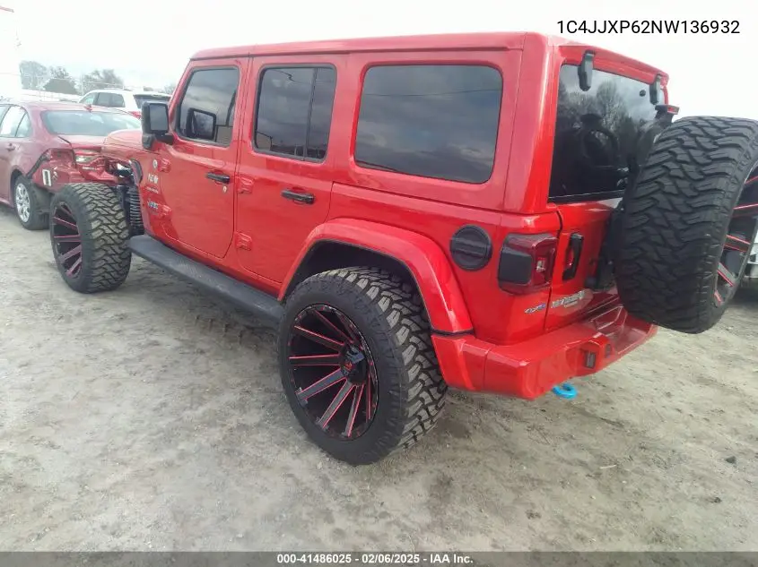 2022 Jeep Wrangler 4Xe Unlimited Sahara 4X4 VIN: 1C4JJXP62NW136932 Lot: 41486025